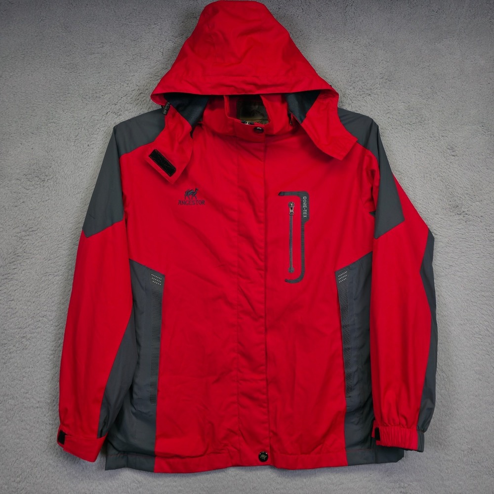 Ancestor Jacket Womens S Red Gray Windbreaker Waterproof Hiking Outdoor Gorpcore